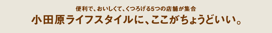 便利で、おいしくて、くつろげる7つの店舗が集合 小田原ライフスタイルに、ここがちょうどいい。