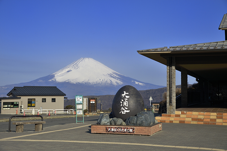 富士山と黒たまごオブジェ